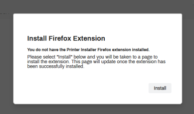 Firefox browser prompt to install the extension showing the Install button in the lower right.